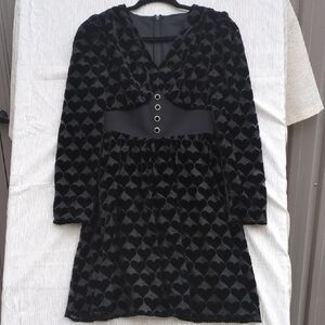 Black Heart Patterned Dress, Size Medium